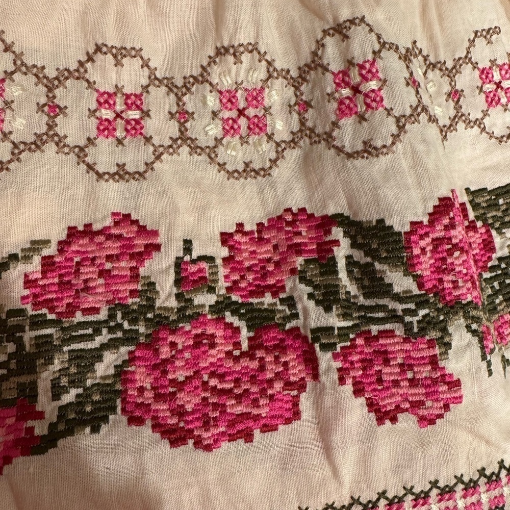 BEULAH LONDON 100% Linen Embroidered Modest Romantic Feminine Dress Size US8 NWT - Picture 4 of 7